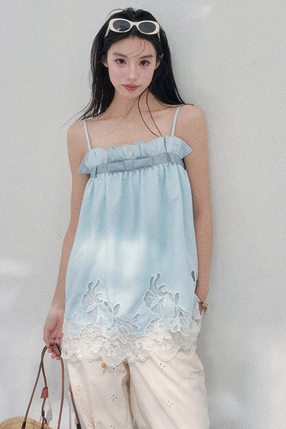 Bouquet-ähnliches Spitzen-Babydoll-Oberteil