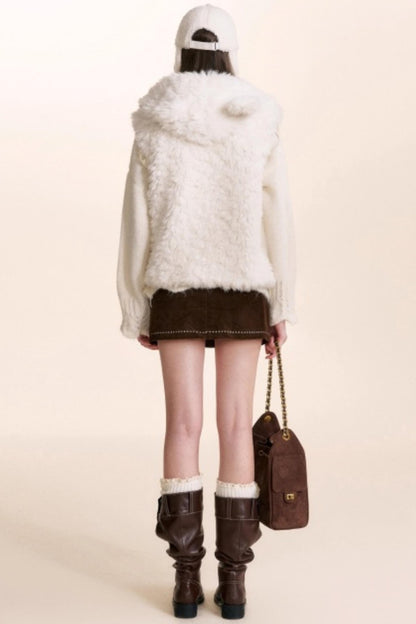 Bear Fur Hooded Fleece Jacket