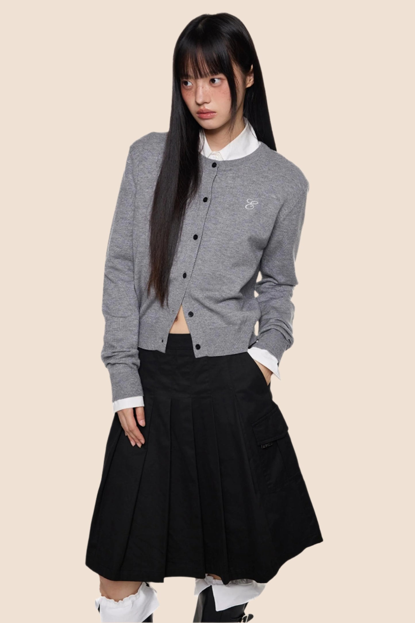 Embroidered Cropped Knit Sweater Cardigan