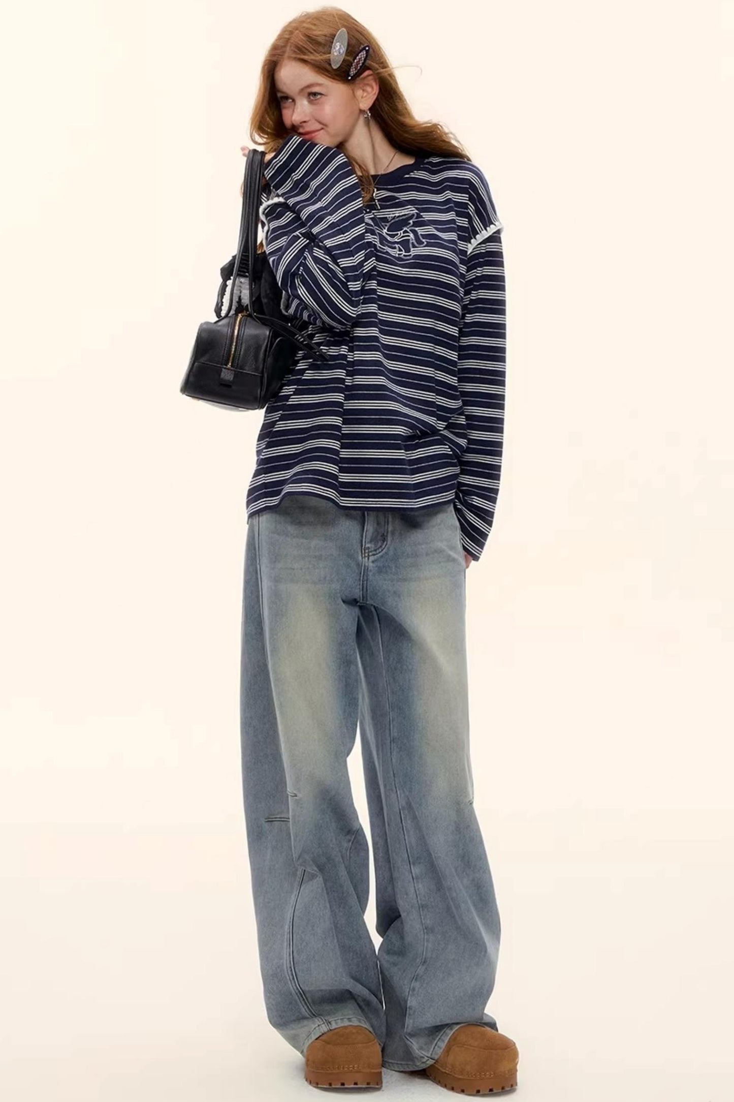 Striped Color-Blocked Crew Sweater