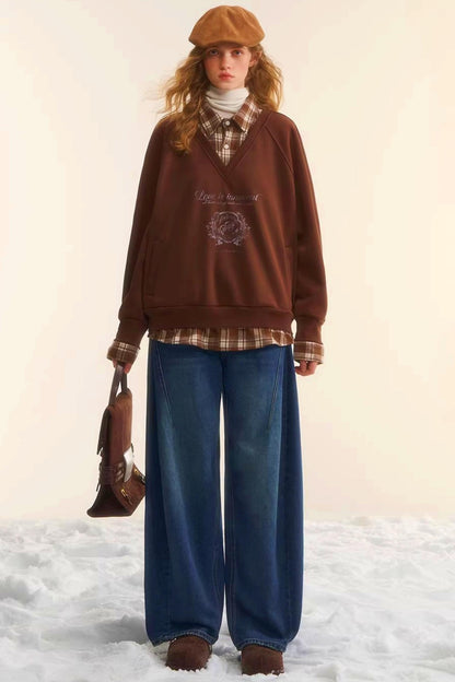 Brushed Distressed Retro Jeans