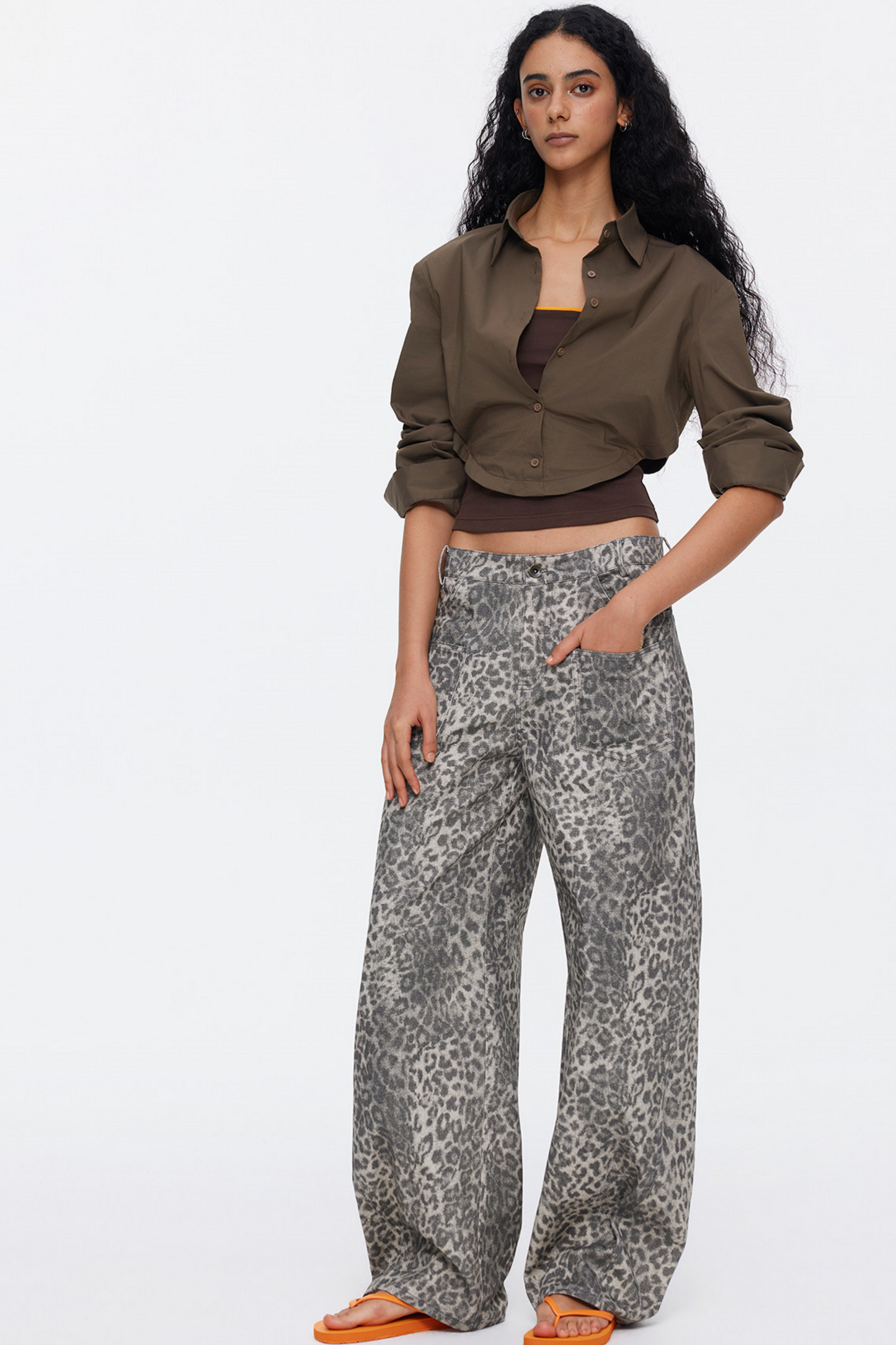 Retro Leopard Print Cotton Pants