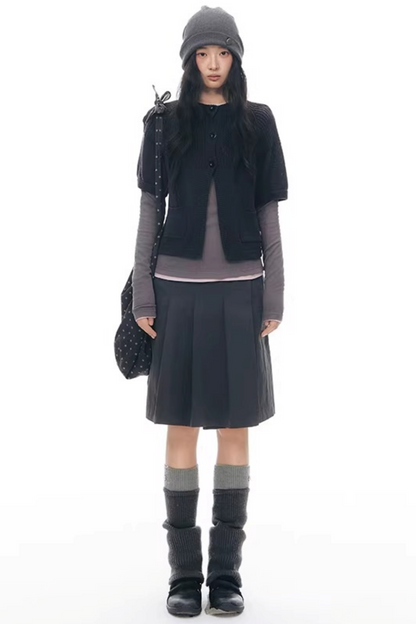 와플 니트 버튼 모자