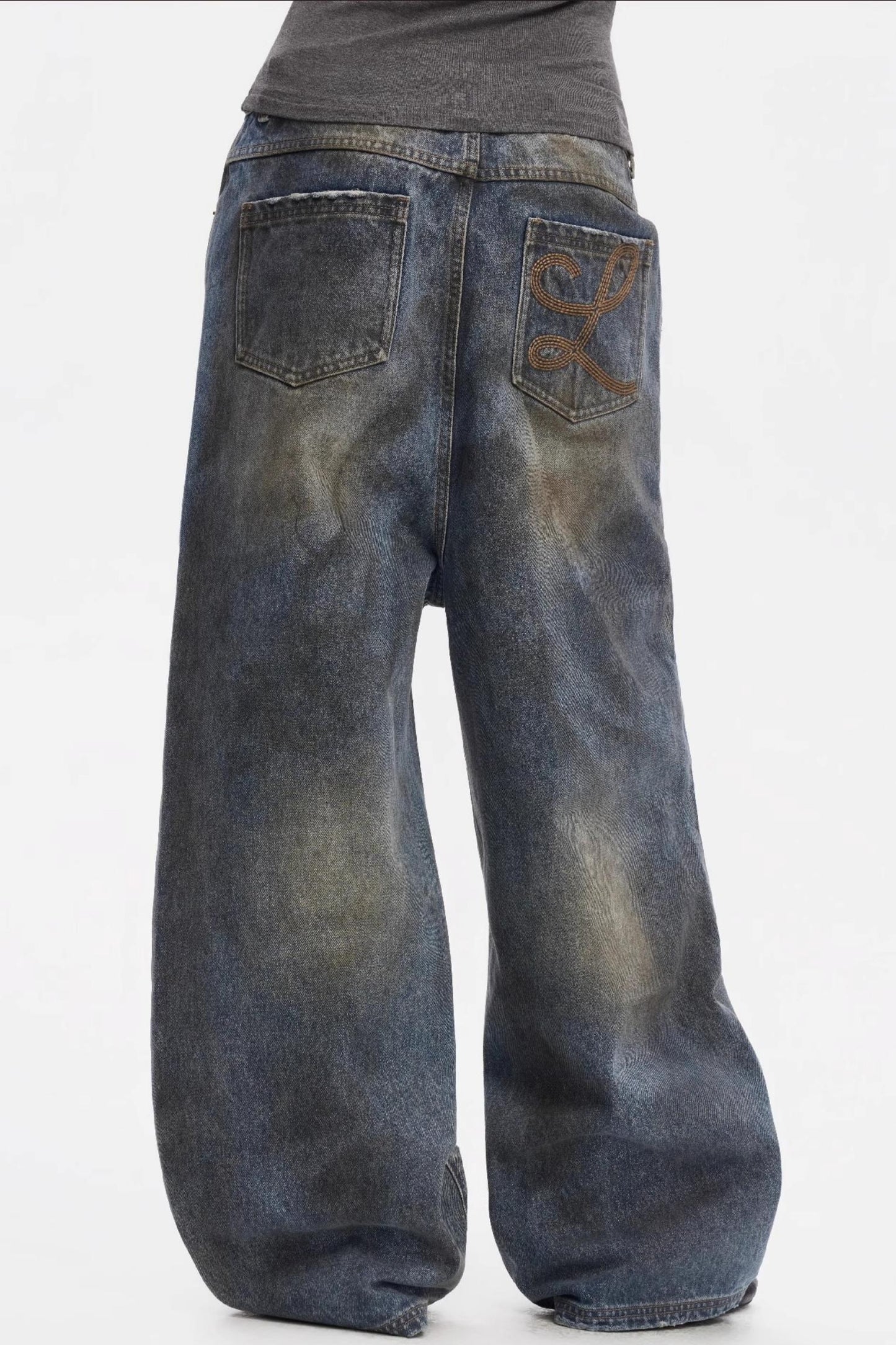 Vintage Yellow Distressed Jeans