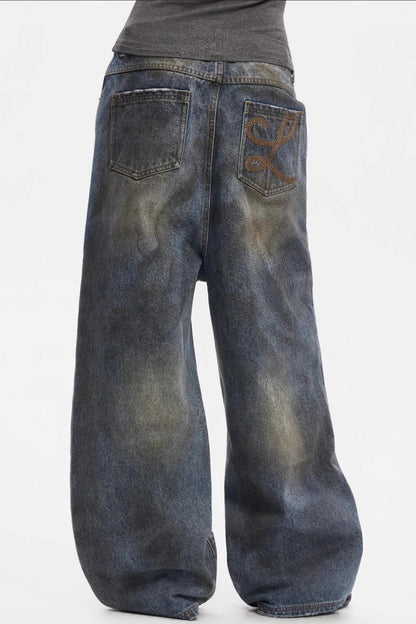 Vintage Yellow Distressed Jeans