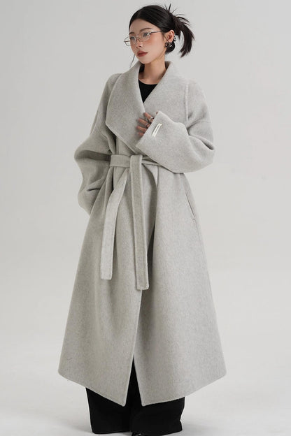 Large Lapel Long Wool Coat