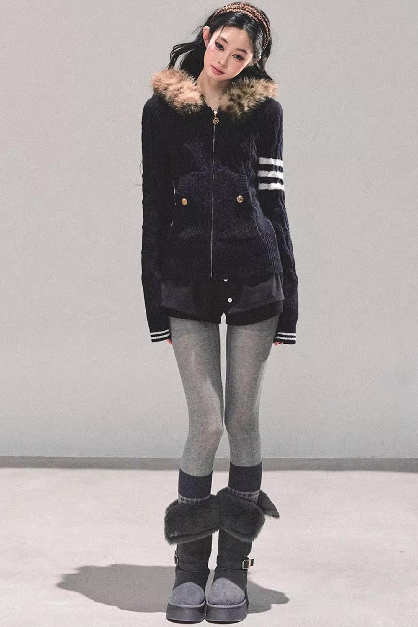 American-Style Hooded Knit Sweater