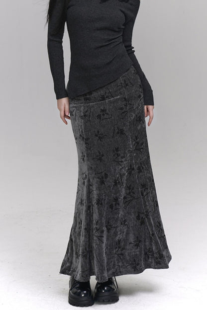 Chinese Velvet Long Skirt