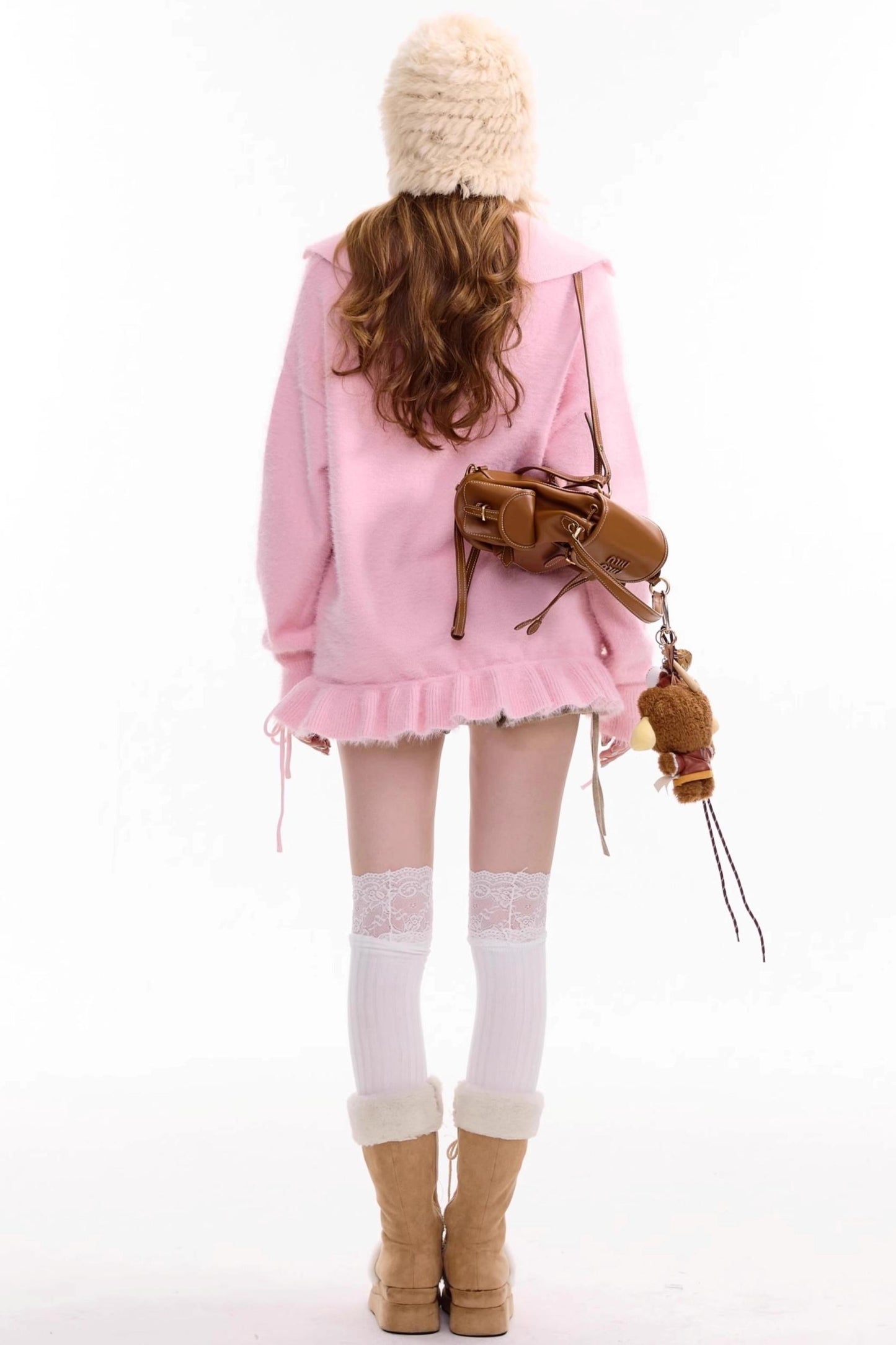 Pleated Hem Drawstring Sweater