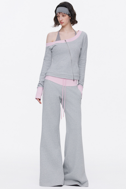 One-Shoulder Color-Blocked Top Set-Up