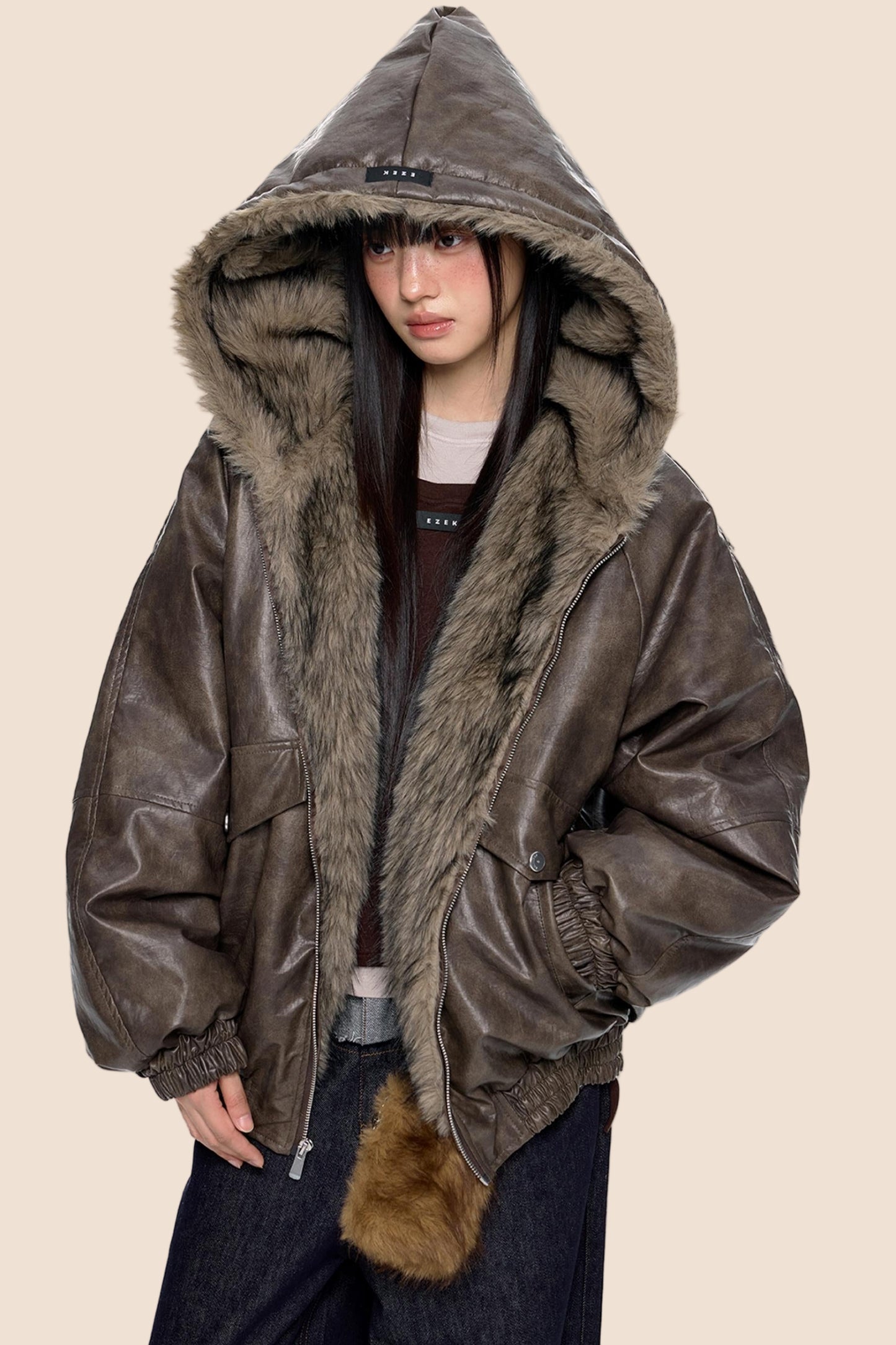 Vintage Fur Hooded Jacket
