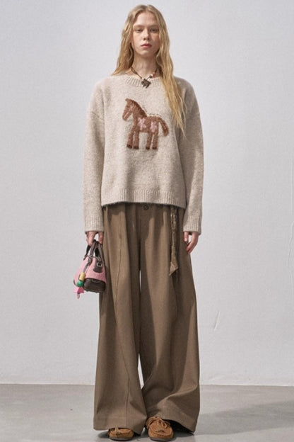 Floral Pony Festive Sweater