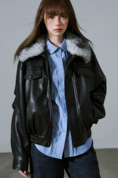 Lazy Silhouette Vintage Biker Jacket