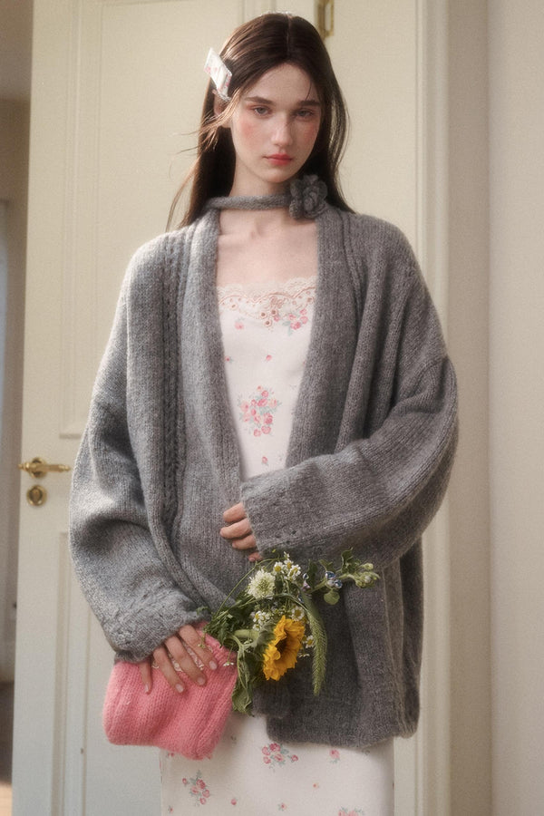 Fluffy Wool Long Cardigan