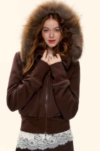 Retro Fleece-Lined Hooded Jacket Set-Up