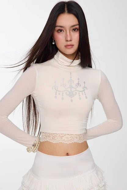 Rhinestone High-Neck Top