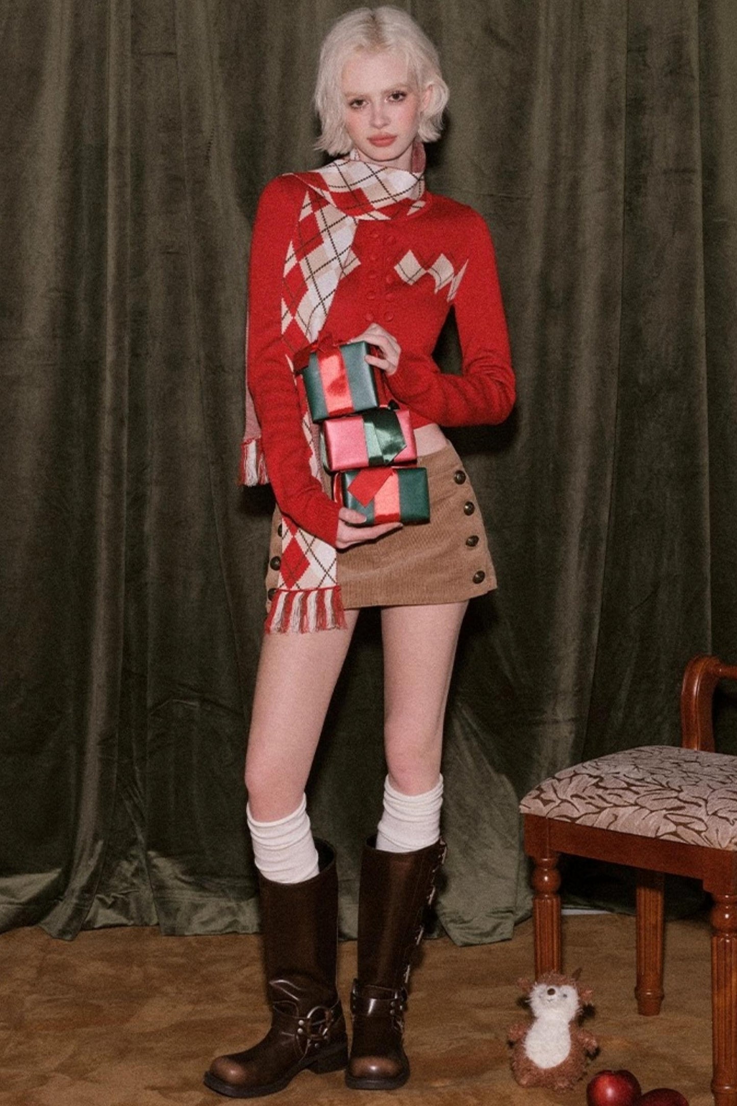 Slim-Fit Quilted Knit Sweater Set