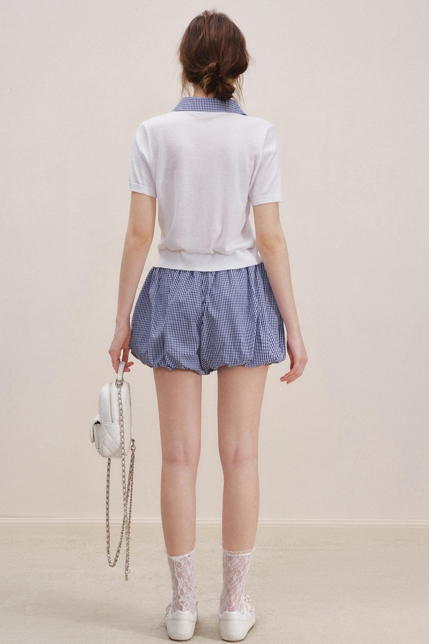 High-Waist Lace-Up Bubble Shorts