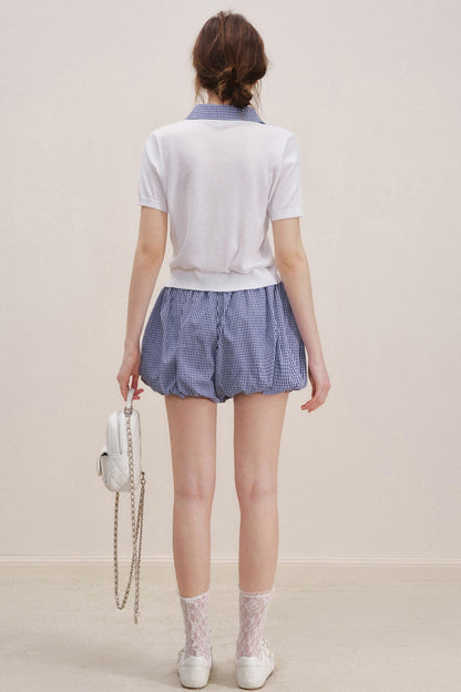 High-Waist Lace-Up Bubble Shorts