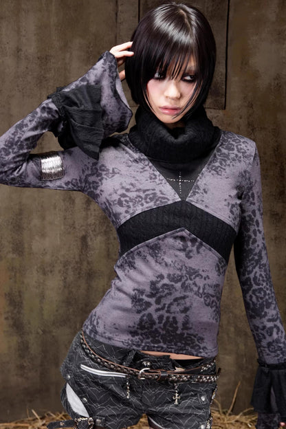 Retro Color-Block Knit Top