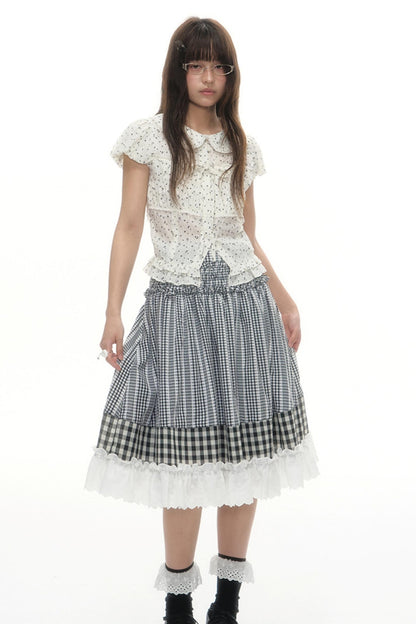 Designer Plaid Doll Collar Shirt