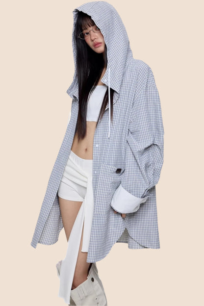 Plaid Hooded Casual Jacket
