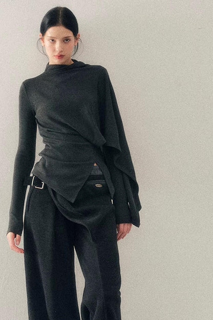 Irregular Waist-Cinching Winter Top