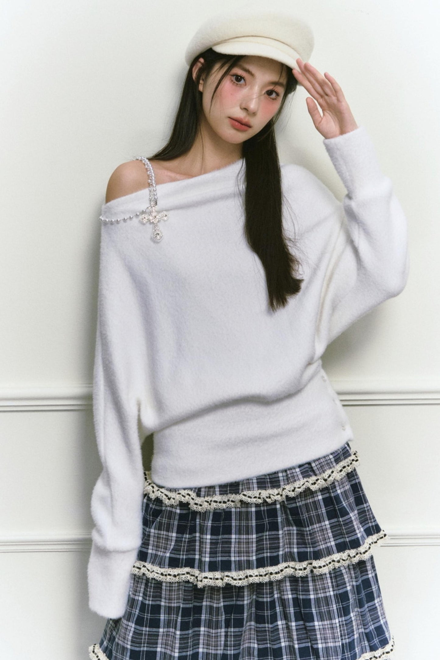 White Foaminck Slouch Sweater