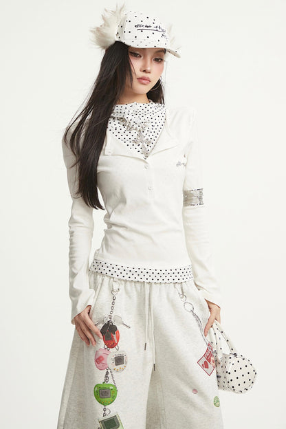 Vintage Polka Dot Long Sleeve T-Shirt