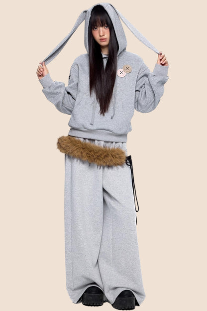 Retro Rabbit Drawstring Hoodie