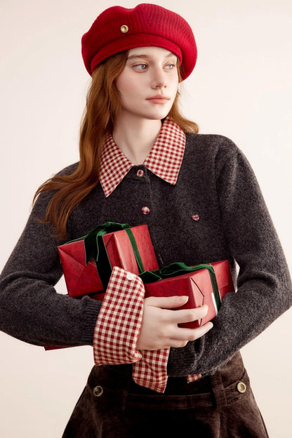 Patchwork Wool Cardigan Sweater