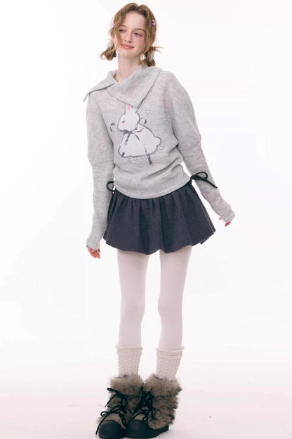 Rabbit Print Knitted Top