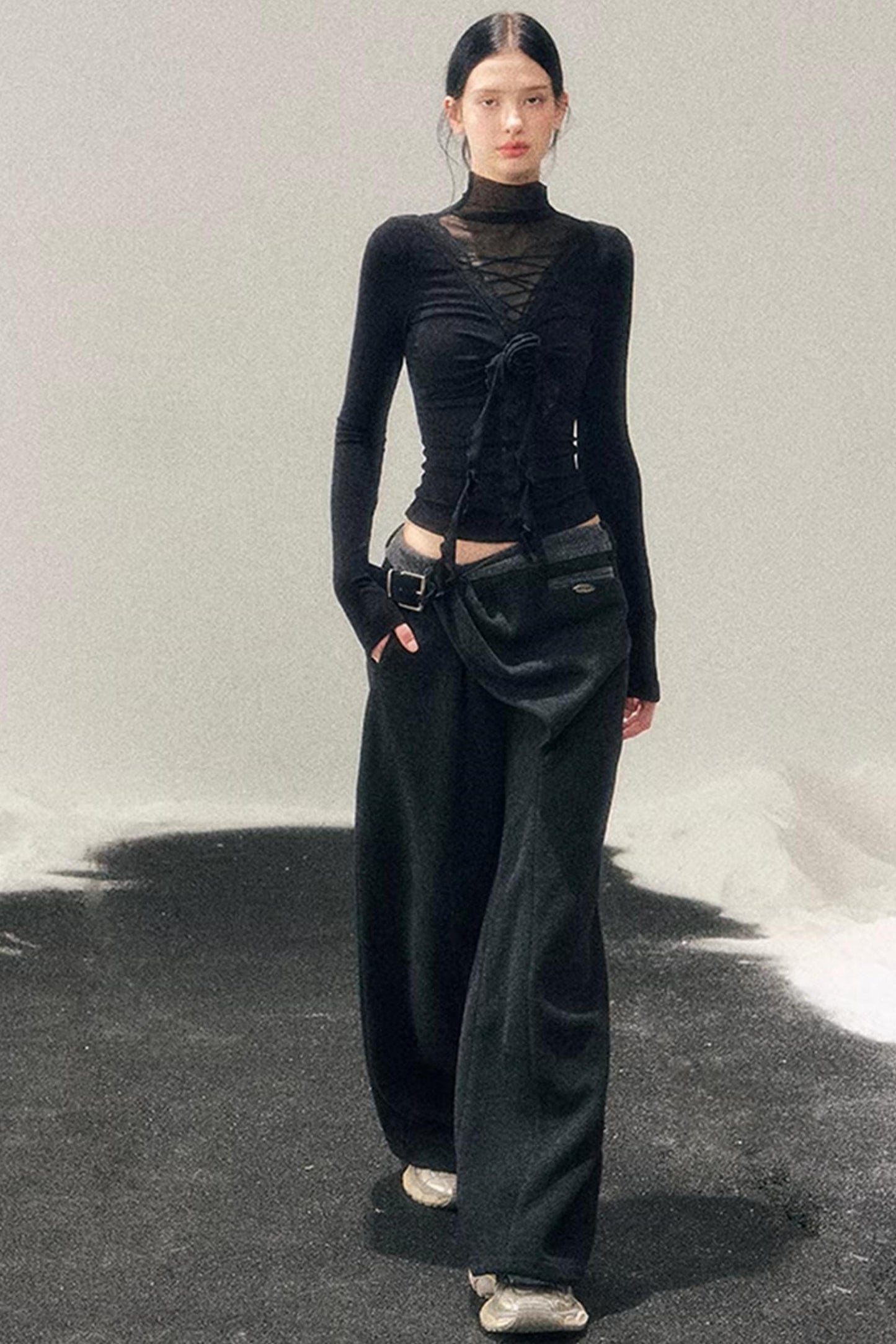 High-Neck Lace Winter Top