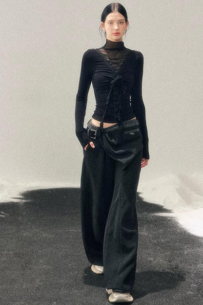 High-Neck Lace Winter Top