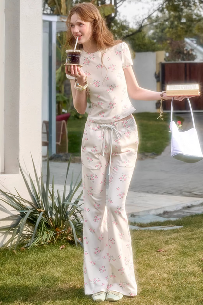 Blue Velvet Floral Cardigan Set-Up