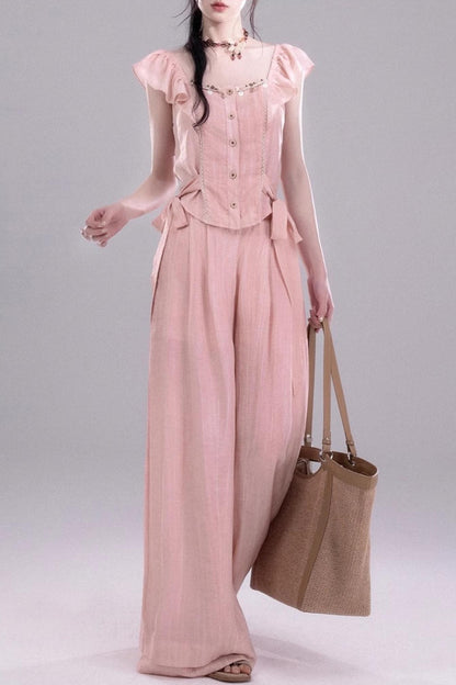 Blossom Breeze Ruffle Sleeve Tie Set-Up