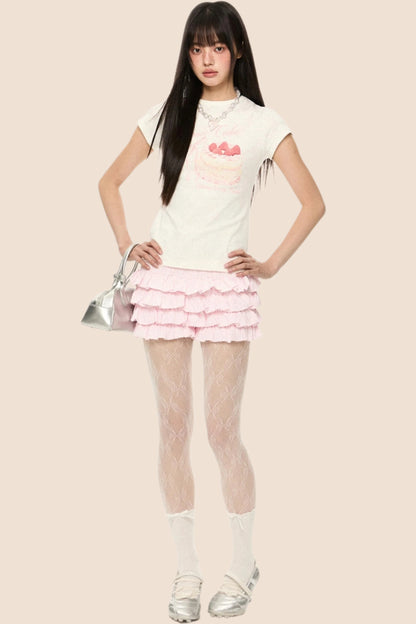 French Fluffy High-Waist Skirt