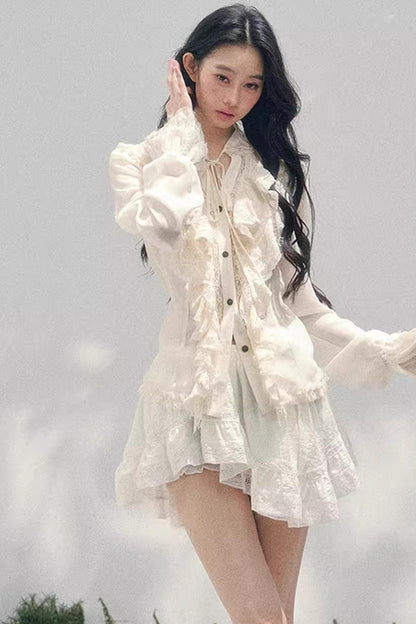 Ruffled Lace Court Top