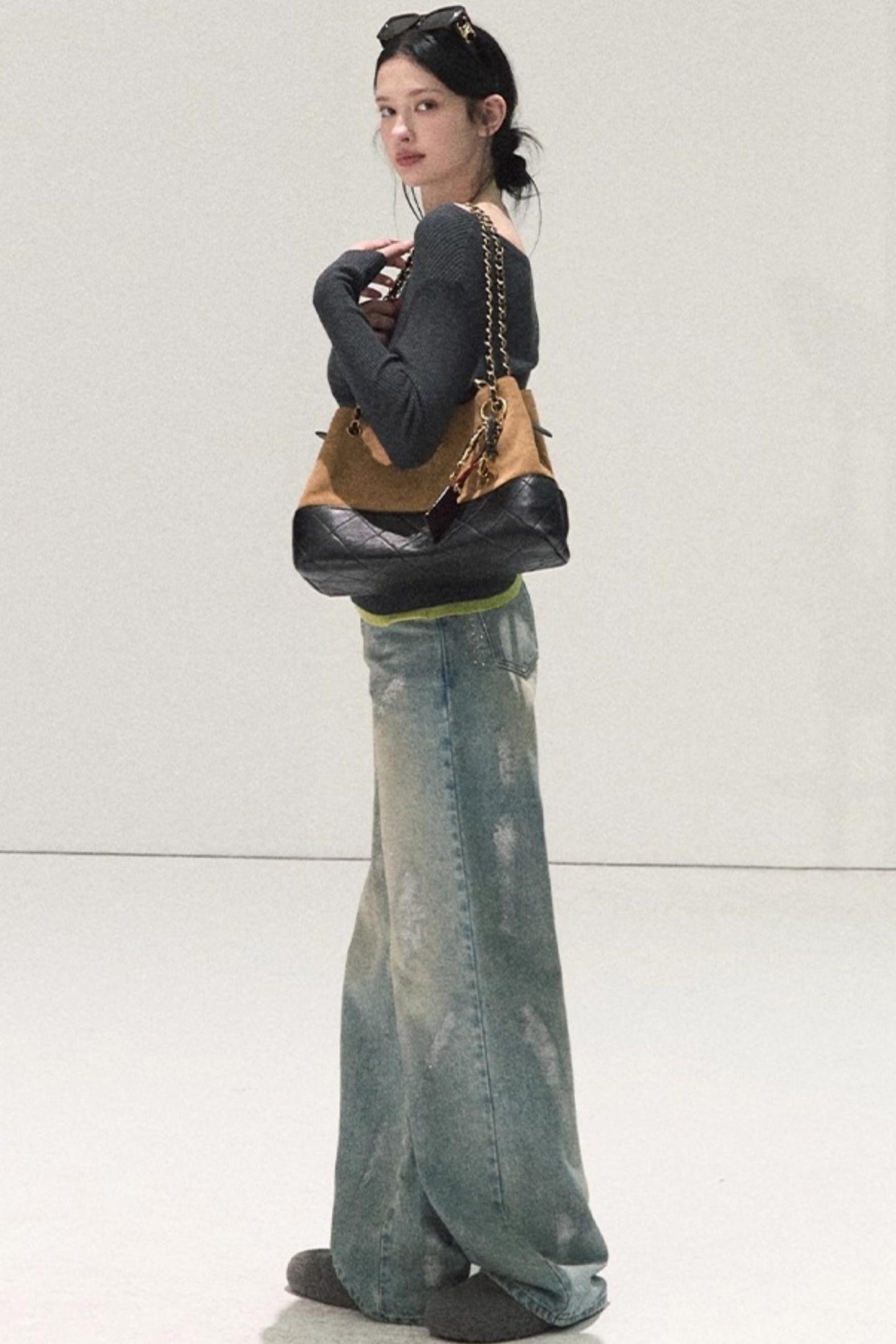 Wool Off-Shoulder Knit Top