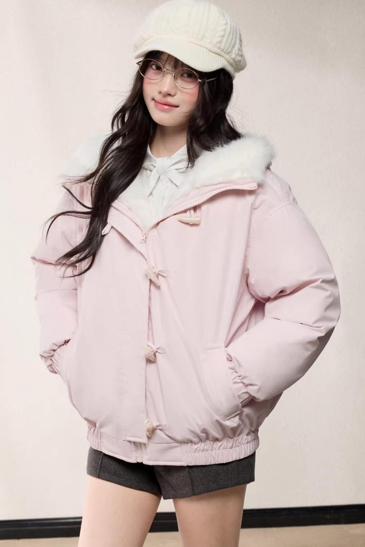 Fur Collar Hooded Cotton Coat