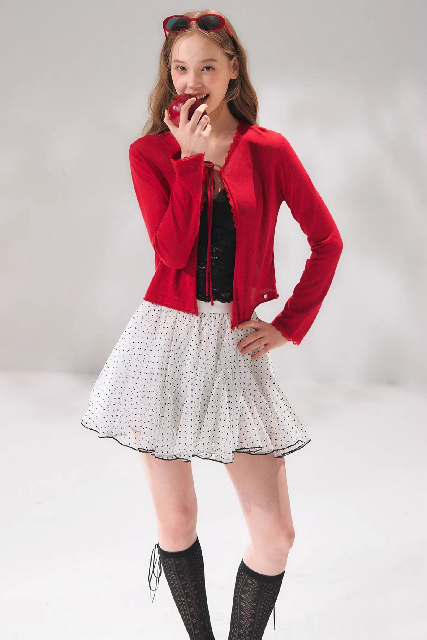 Velvet Polka Dot Skirt Set-Up
