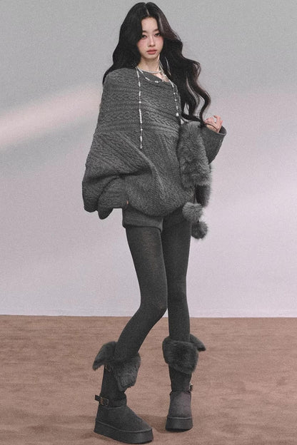 American Off-Shoulder Cable Sweater