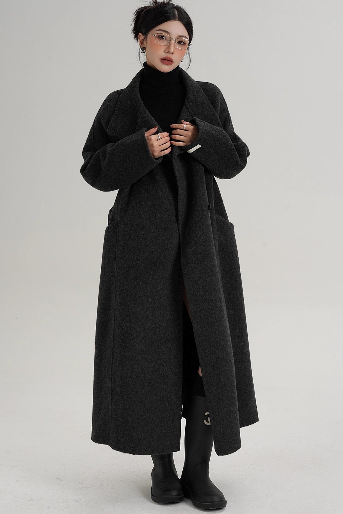 Turtleneck Long Wool Coat