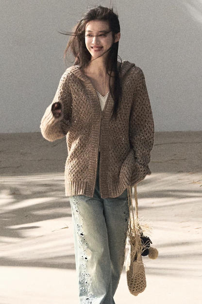 Laser Embroidery Distressed Jeans