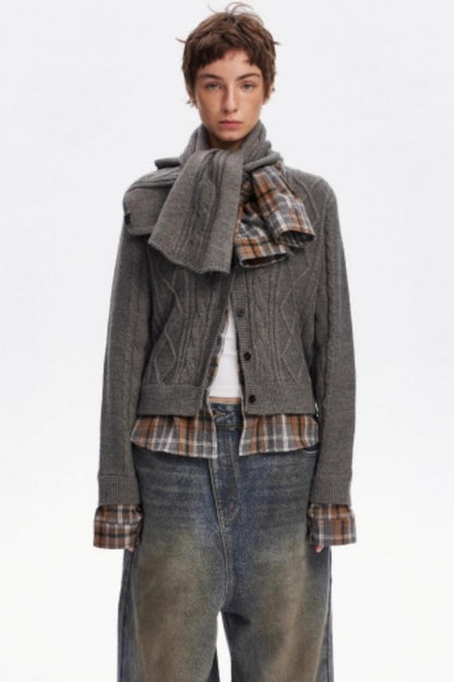 Wool Twist Cardigan Sweater Set-Up