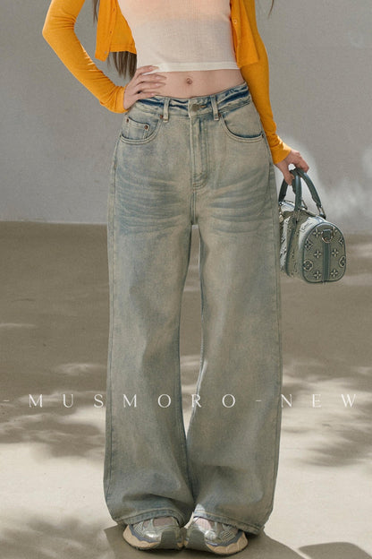 Vintage Washed Wide-Leg Jeans