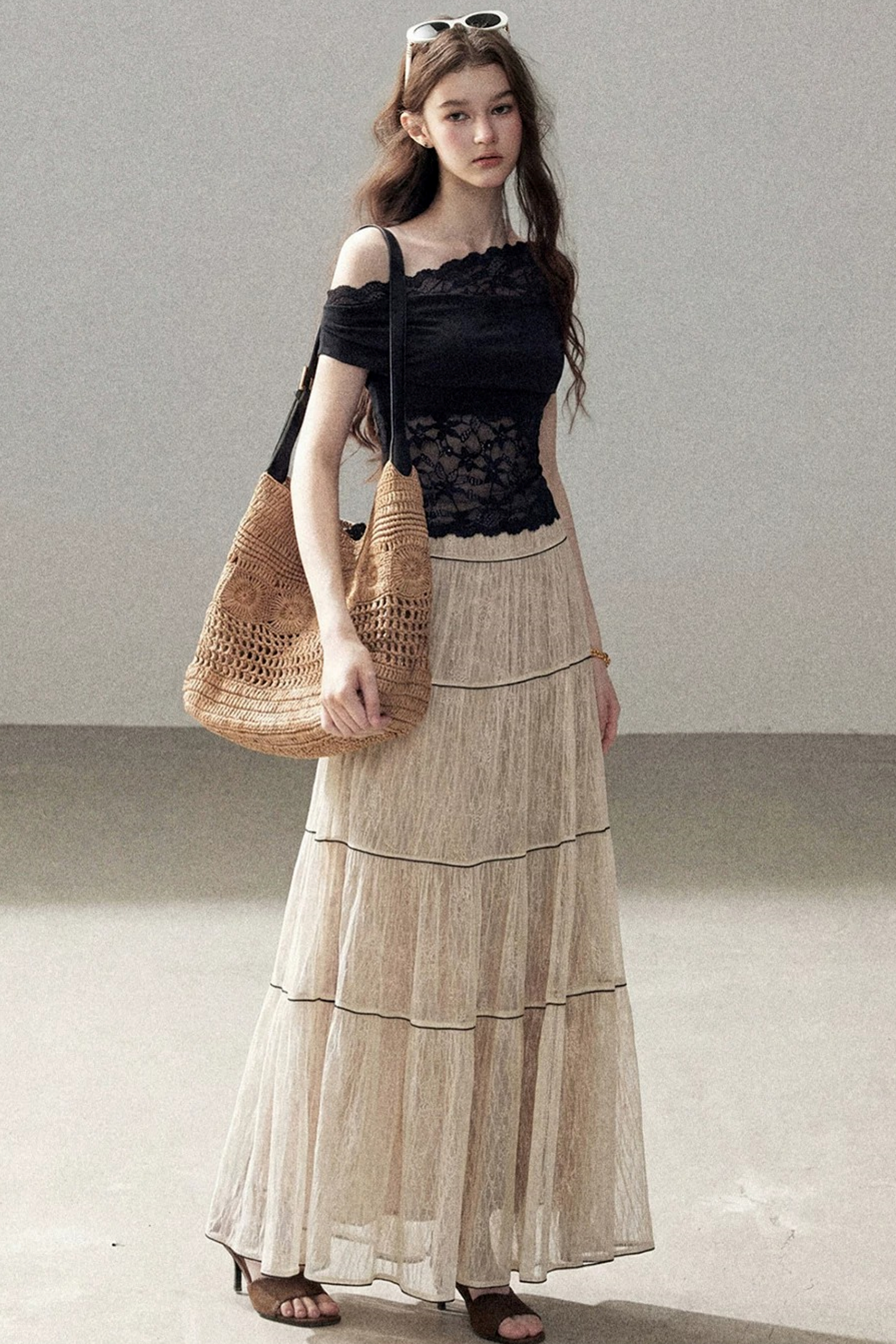 Lace Asymmetrical Shoulder Top