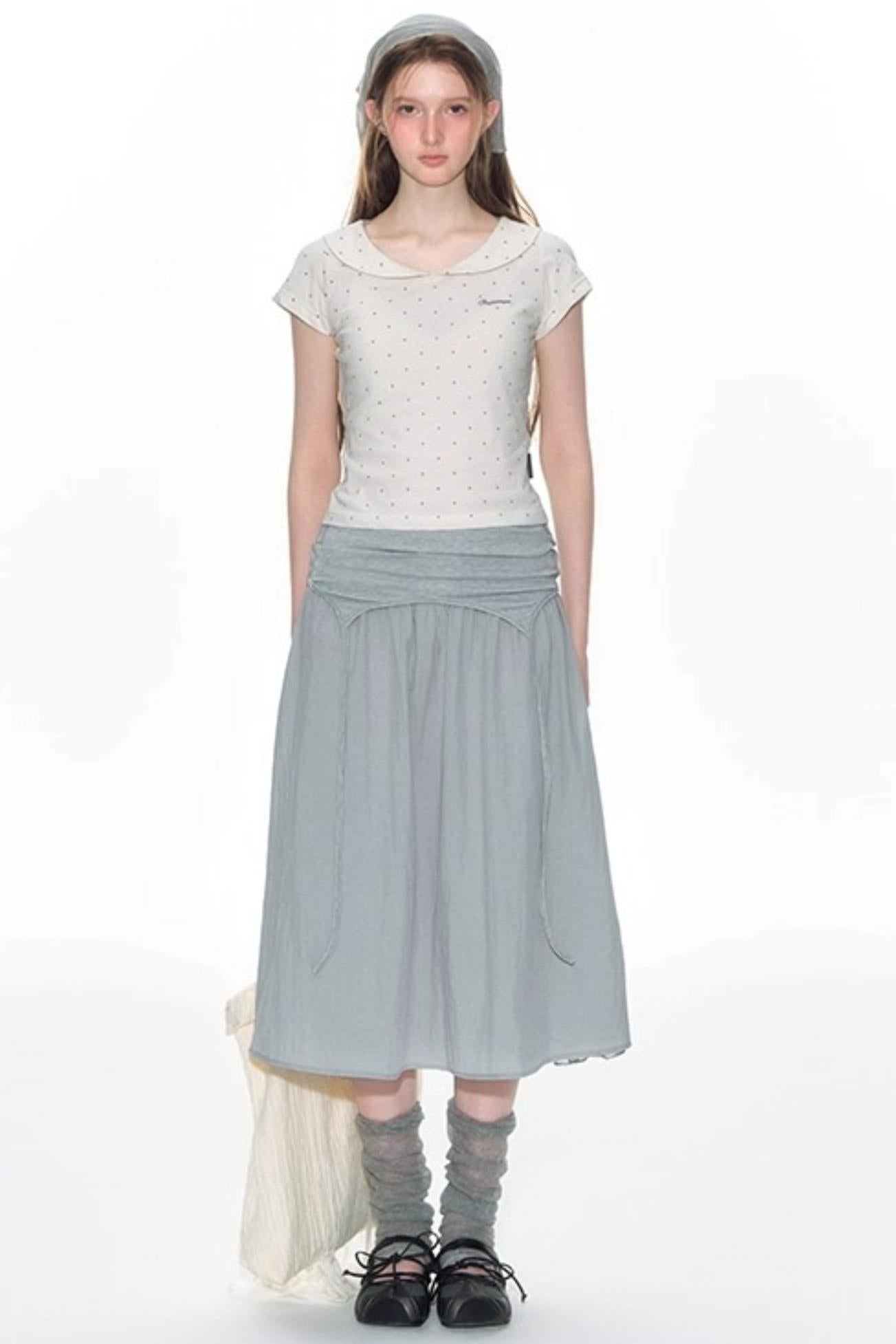 Summer Polka Dot Doll Neck Tee