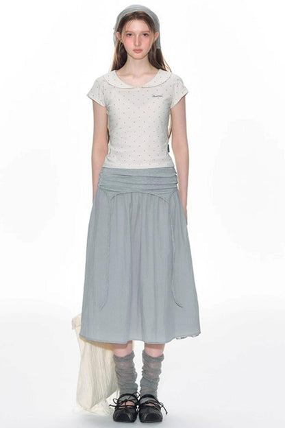 Summer Polka Dot Doll Neck Tee