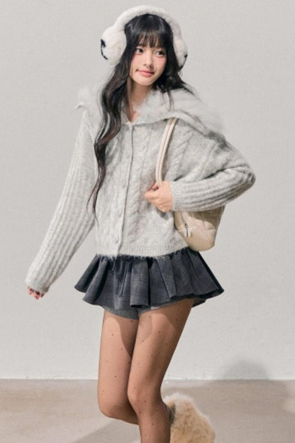Fox Fur Knit Cardigan